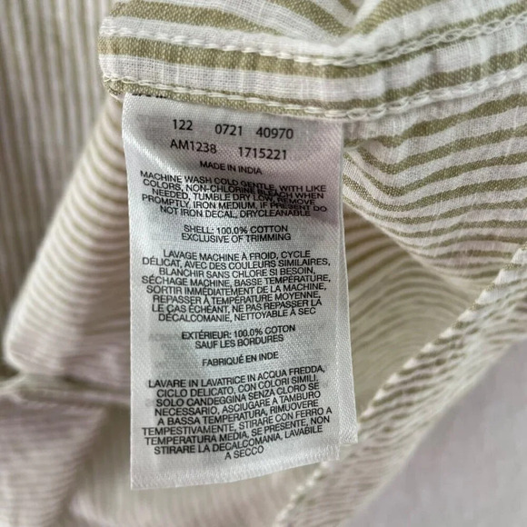 Columbia Shirt Men's Sz L Beige Regular Fit Button-Up Striped Collared Pocket - Picture 10 of 12